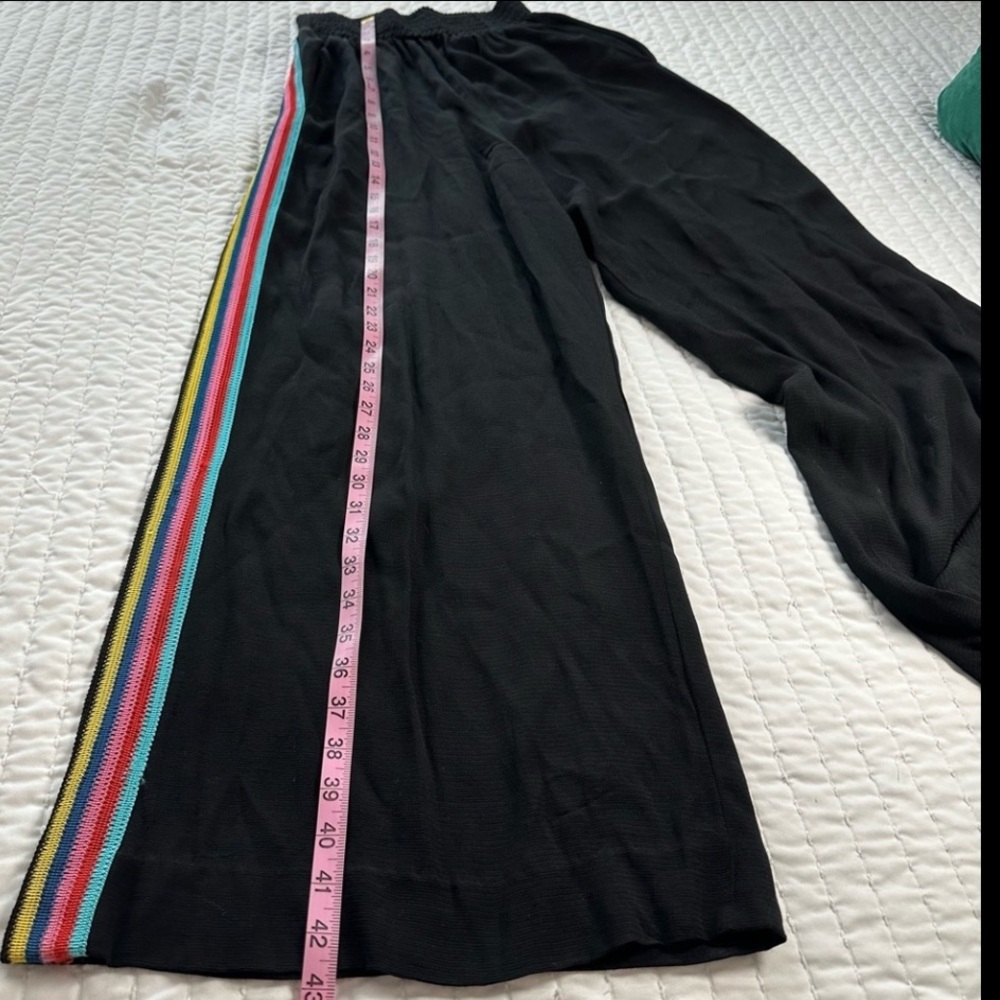 SFIZIO Made in Italy 100% Viscose Elegant Black Track Pants with Side Stripe